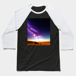 Ai Generated Art Scenery - Desert Night Sky Galaxy View Baseball T-Shirt